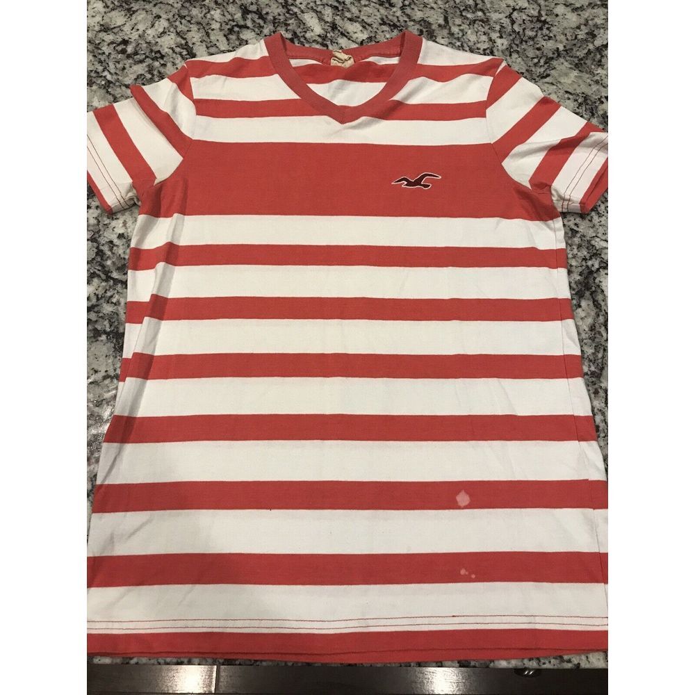 Vintage Hollister Embroidered Logo Short Sleeve V-Neck T Shirt Medium
